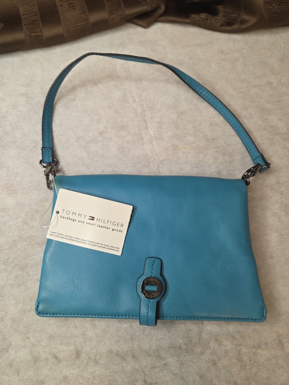 Tommy Hilfiger Teal Leather Shoulder Bag